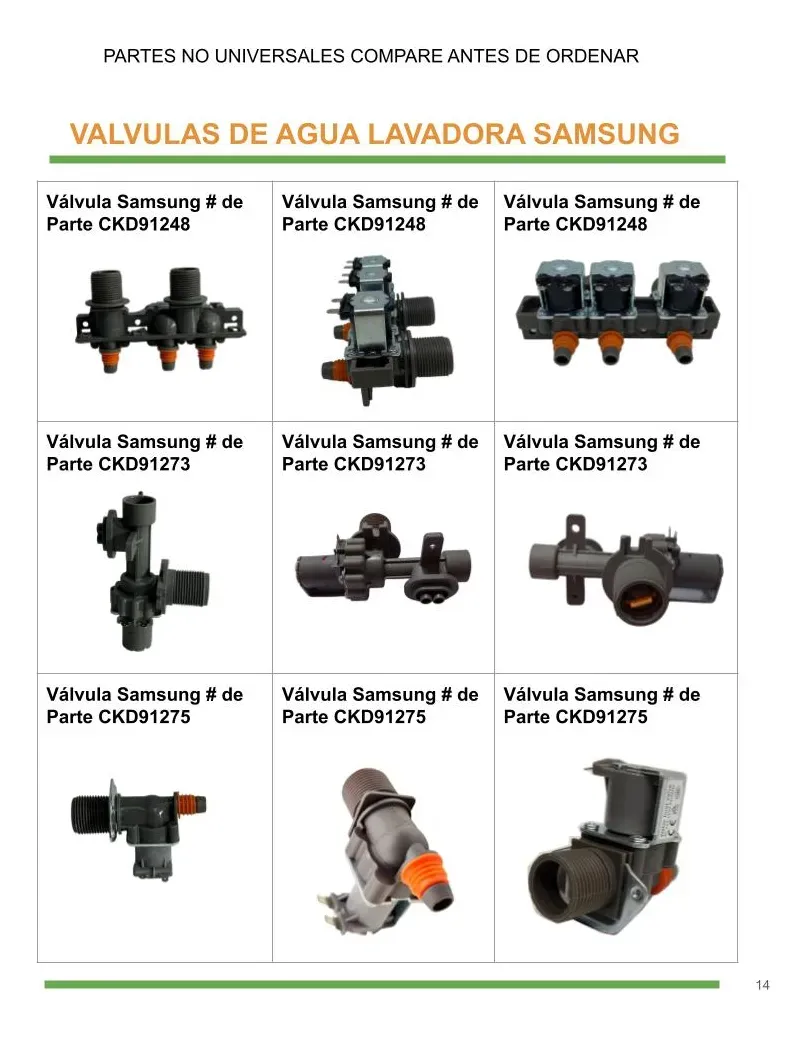 VÁLVULA SENCILLA LAVADORA SAMSUNG  DC6230314K CKD91275