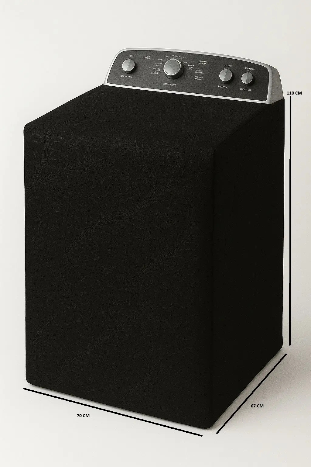 FORRO PARA LAVADORA MANUAL, PANEL ATRÁS, MANGUERAS ATRÁS 37-42LB/16-19 KG (110X70X67) CM CARGA SUPERIOR NEGRO WHIRLPOOL CKD90503