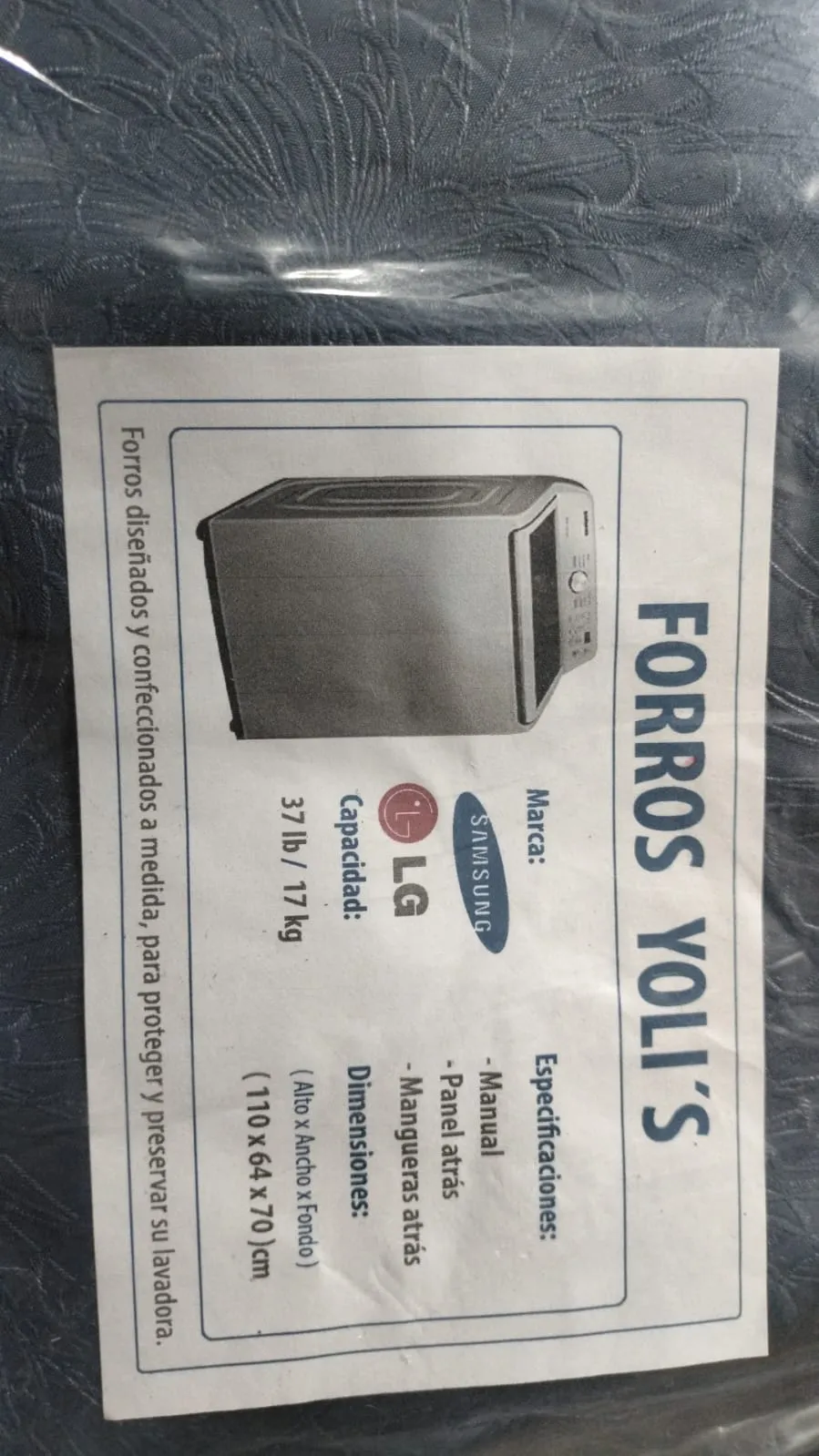 FORRO AZUL MANUAL MANGUERA PANEL ATRÁS 37LB 17KG (110X64X70) CM LAVADORA LG SAMSUNG CKD91769  
