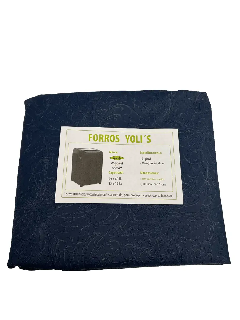 FORRO AZUL PARA LAVADORA - DIGITAL MANGUERAS ATRÁS 29-40LB ,13-18KG (100X63X67) CM CARGA SUPERIOR HACEB,WHIRLPOOL ACROS -CKD90420