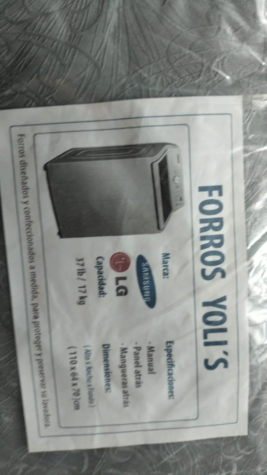 FORRO GRIS MANUAL MANGUERAS PANEL ATRÁS 37LB 17KG (110X64X70) CM LAVADORA LG SAMSUNG CKD91768